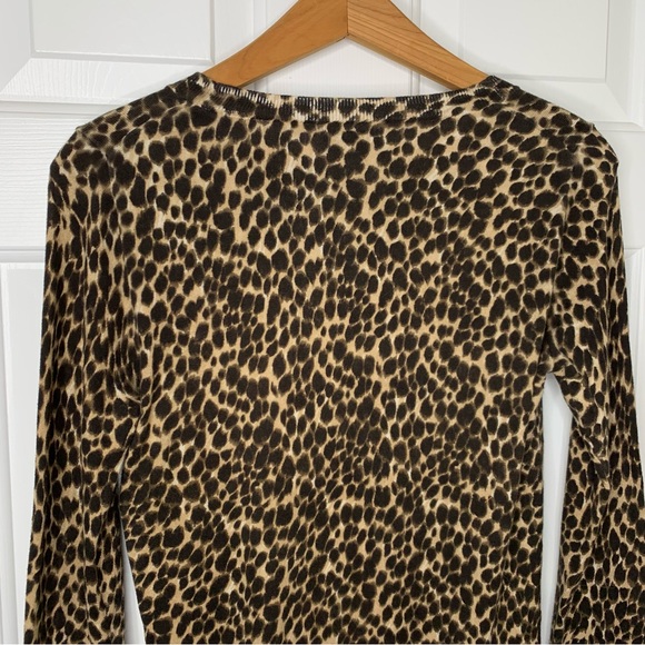 J.Crew Factory Leopard Animal Print Teddie Sweater Crewneck Cotton Sz XS - Picture 6 of 8